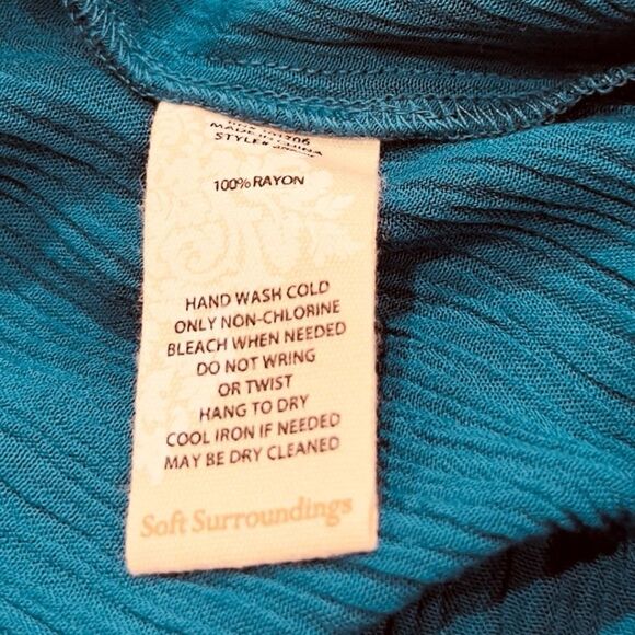 SOFT SURROUNDINGS Blue Mirabella V Neck Tunic Midi Long Sleeve Dress S - Picture 4 of 7